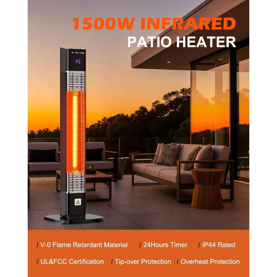 XMSJ 1500W Infrared Patio Heater With Remote 24H Timer