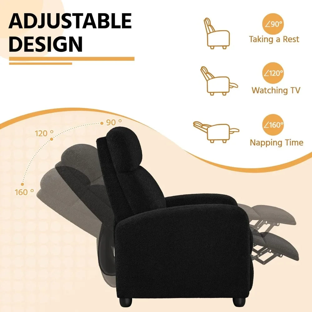 Modern Boucle Recliner Chair for Comfortable Home Theater Seating