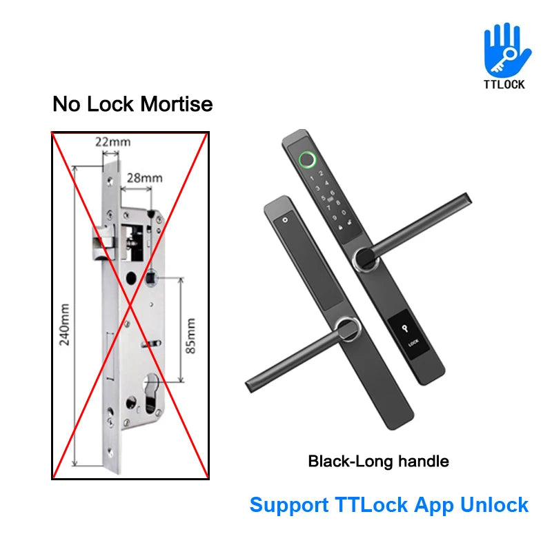 ZhdCookey Electronic Door Lock APP Remote Unlock Waterproof Fingerprint IC Card Password Aluminum Alloy Sliding Door Smart Lock