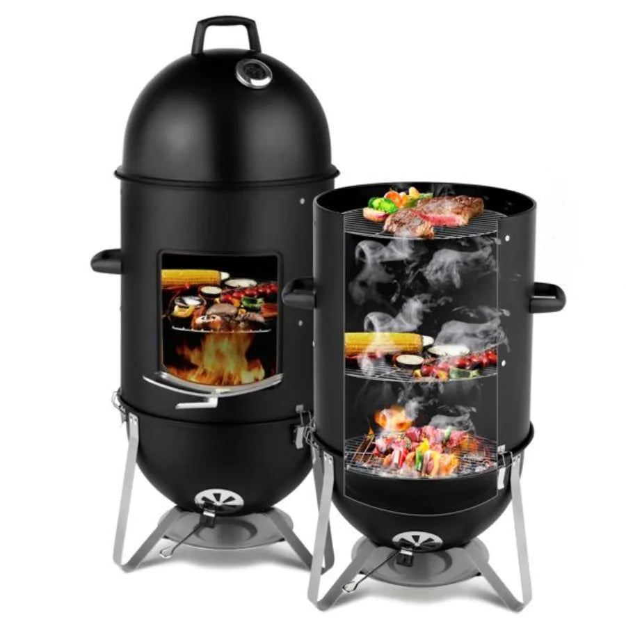 Hign Concerned Vertical Steel Charcoal Smoker Three Layer