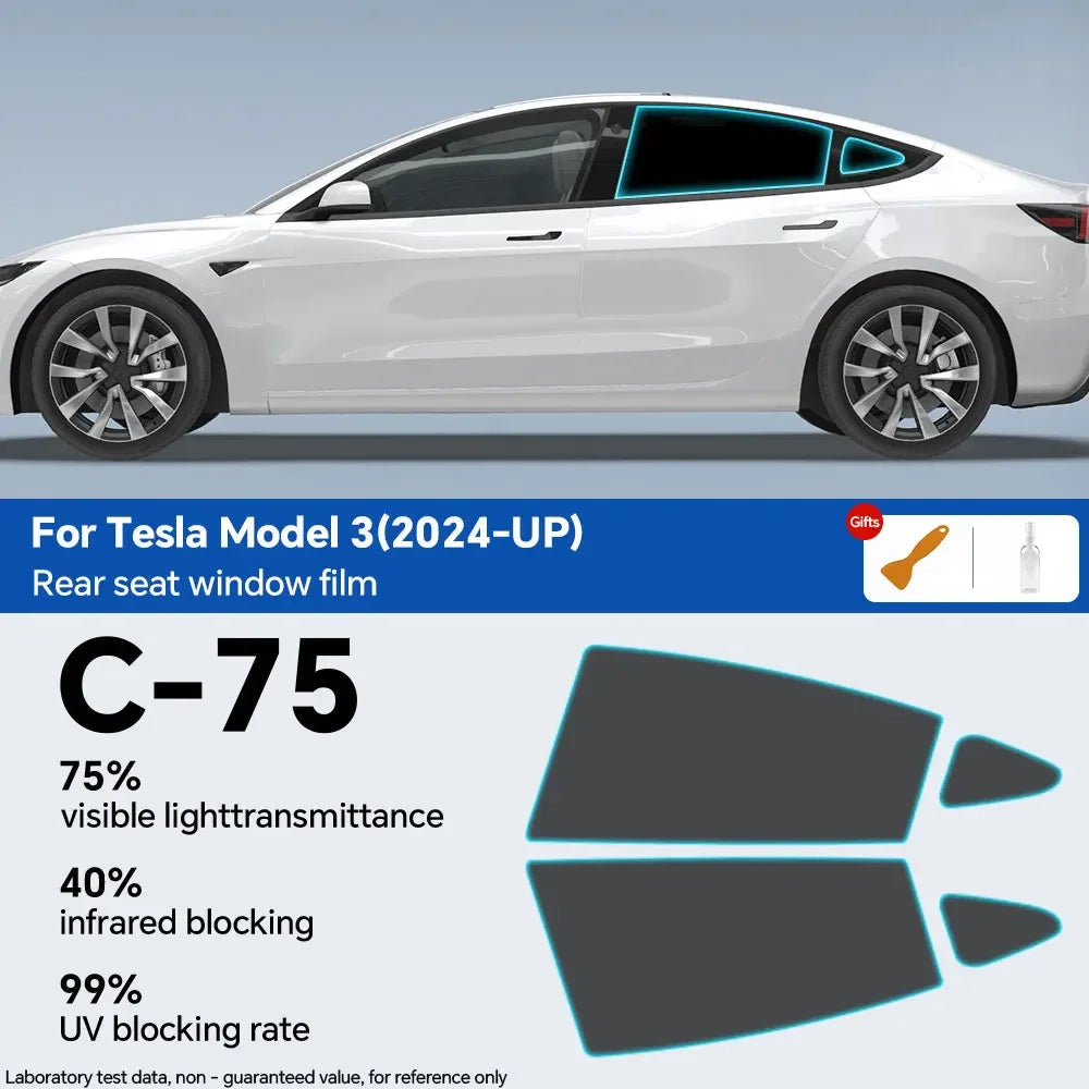 PFCC Pre-Cut Car Window Privacy Tint Film For Tesla Model 3 2024 Highland Ceramic Solar UV Protector Film