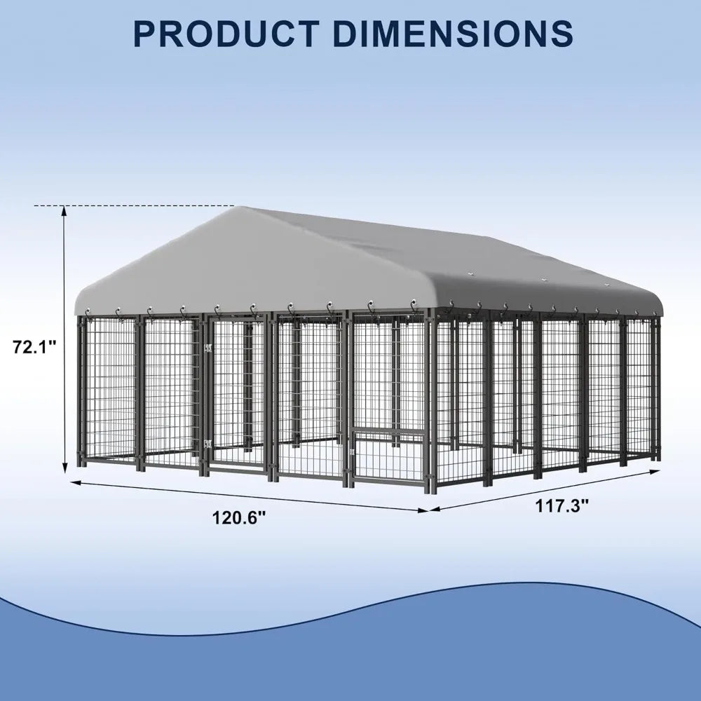 Heavy Duty 10X10FT Outdoor Dog Kennel with Roof and Double Lock Secure Cage for Pets