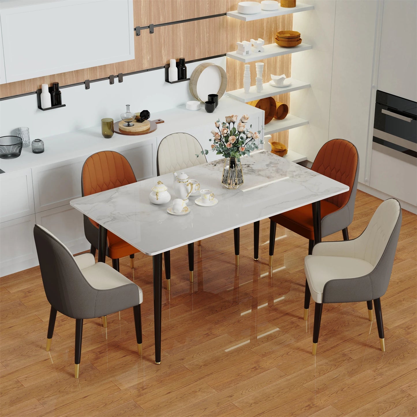 Modern Marble Dining Table with Metal Frame for Stylish Dining