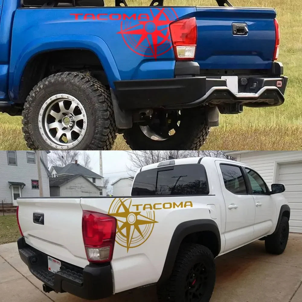 Pickup Trunk Bed Side Stickers For Toyota Tacoma TRD Truck Graphics Compass Decor Vinyl Film Cover Auto Tuning Accessories