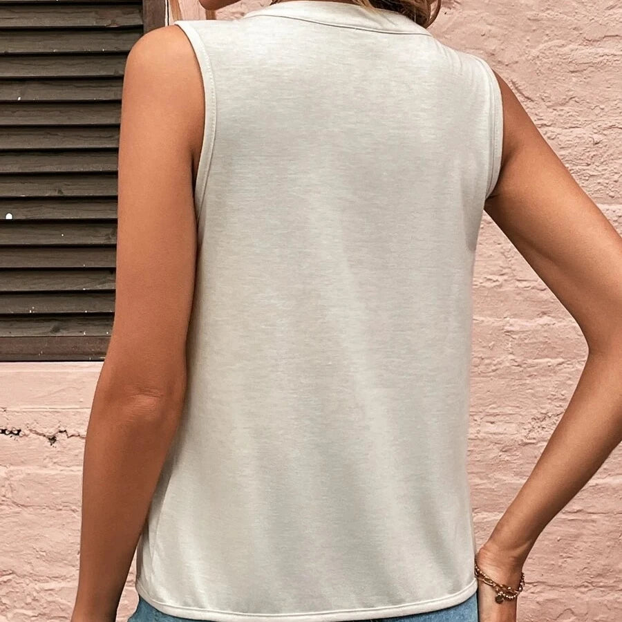 BkquCN Solid Casual Sleeveless Blouses For Women Summer
