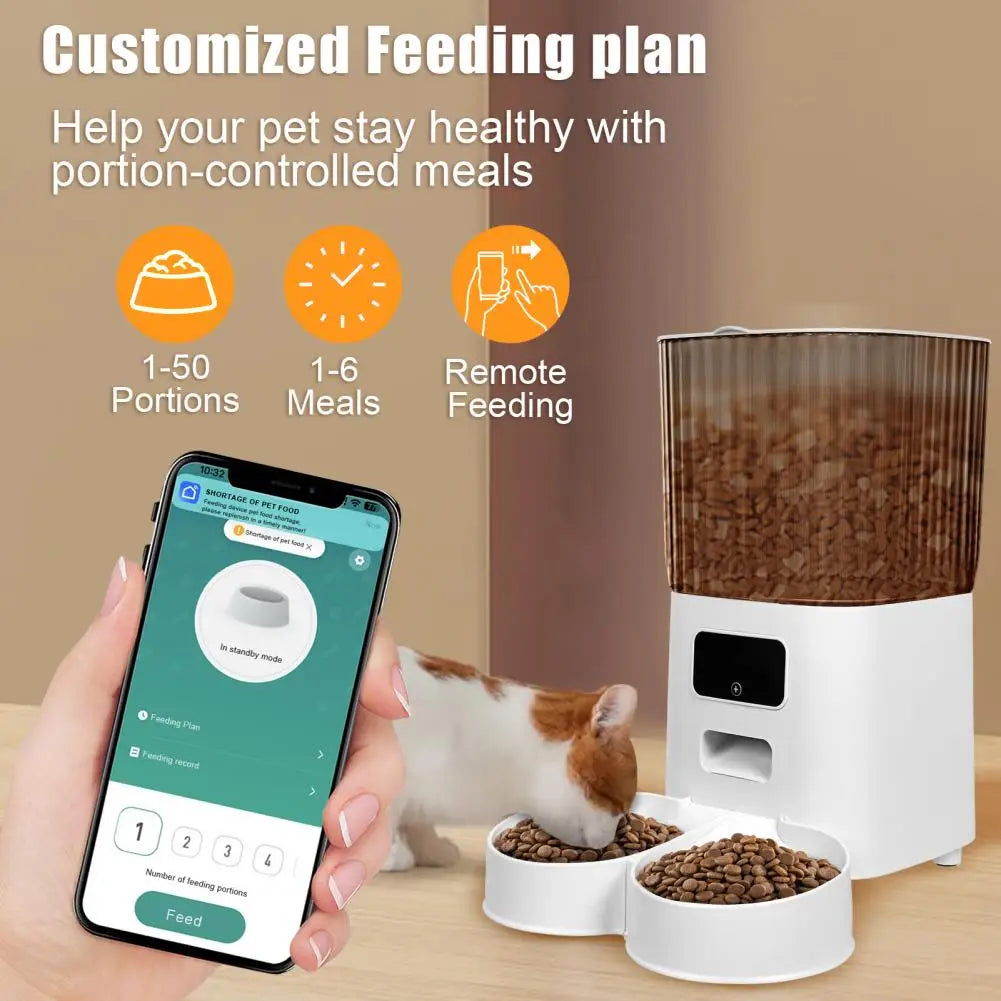 Smart Pet Feeder With WiFi Remote Control And Dual Bowls