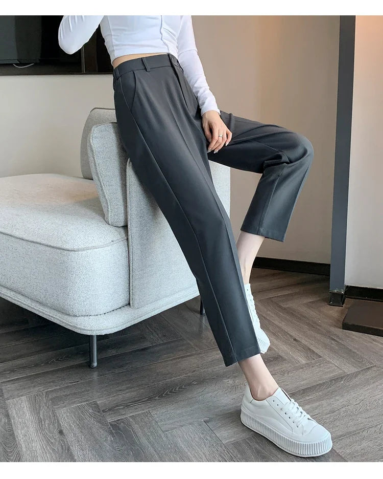 Women’s High-Waisted Casual Loose Ankle-Length Work Pants
