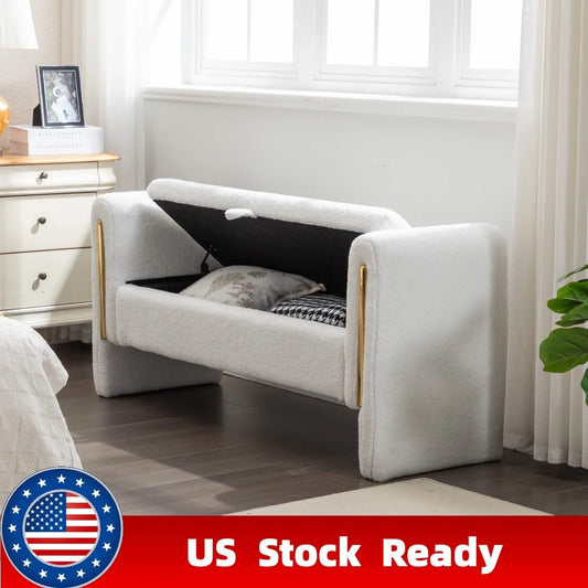 Modern Velvet Storage Ottoman Bench for Stylish Living Spaces