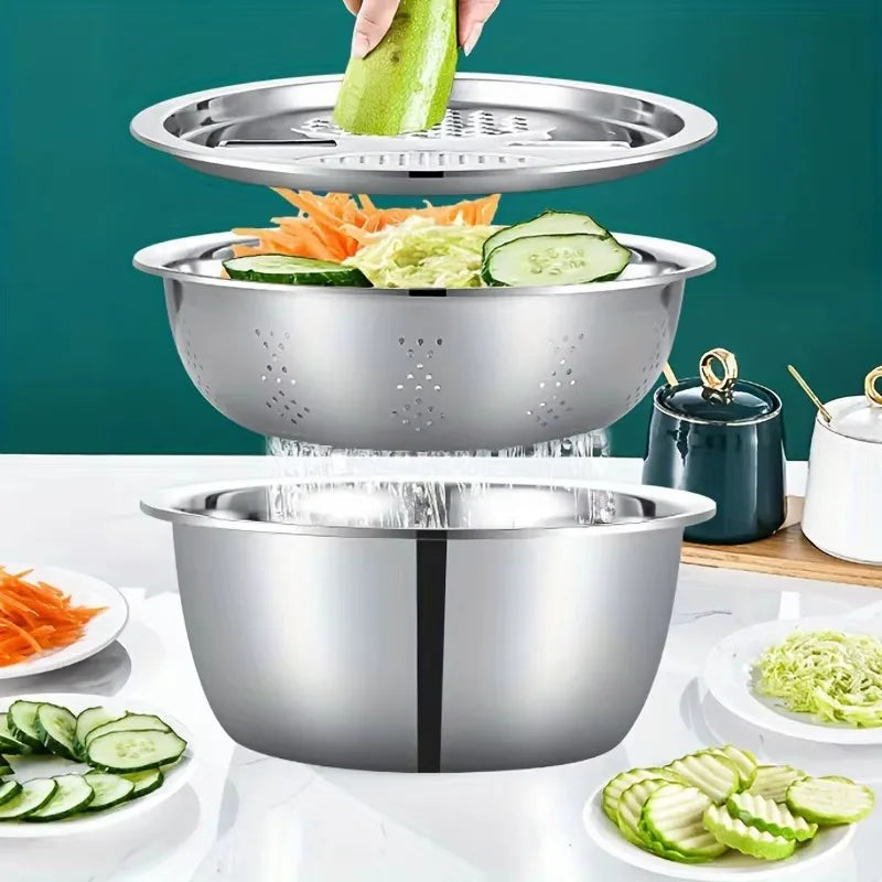 Multi-Function Stainless Steel Vegetable Grater And Drain Basket