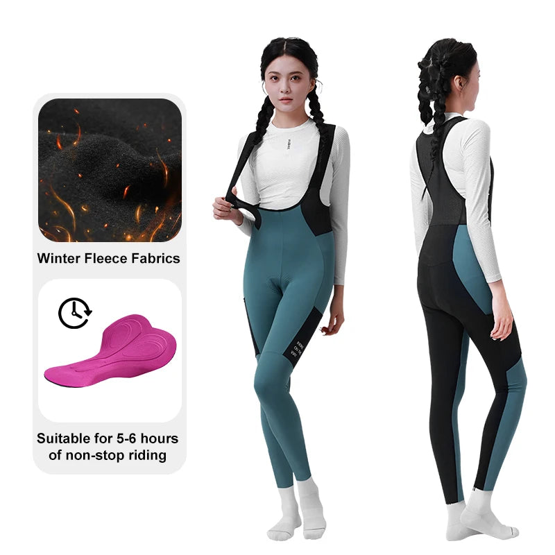 INBIKE Winter Cycling Bib Pants Women With Pockets Fleece