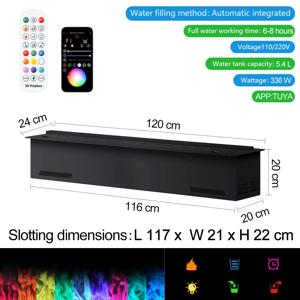 AFLYEVER Smart Atomization Fireplace With 3D Flame And Remote