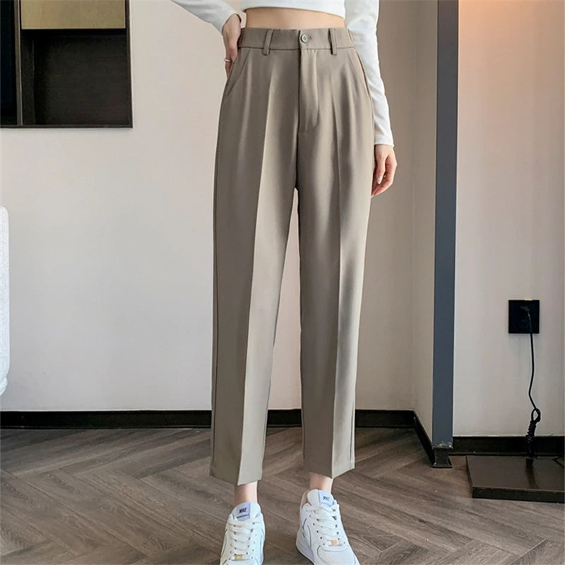Women’s High-Waisted Casual Loose Ankle-Length Work Pants