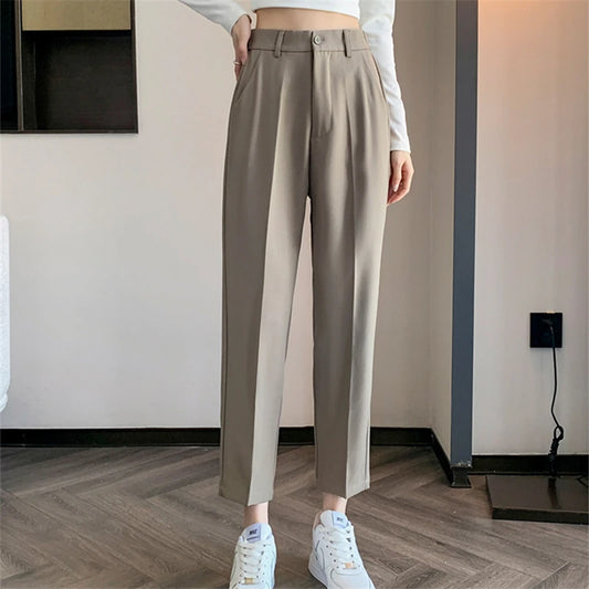 Women’s High-Waisted Casual Loose Ankle-Length Work Pants