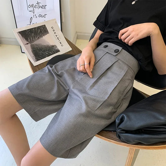 Ladies Wide Leg High Waist Office Shorts for Casual Style