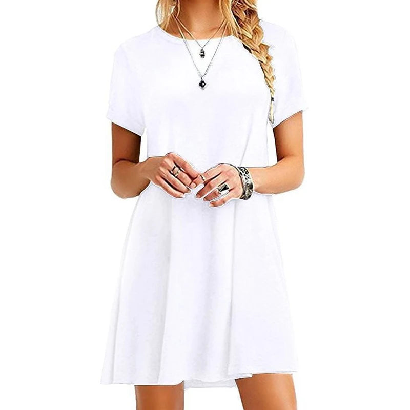 Women Casual Vintage O Neck T Shirt Dress for Everyday Wear