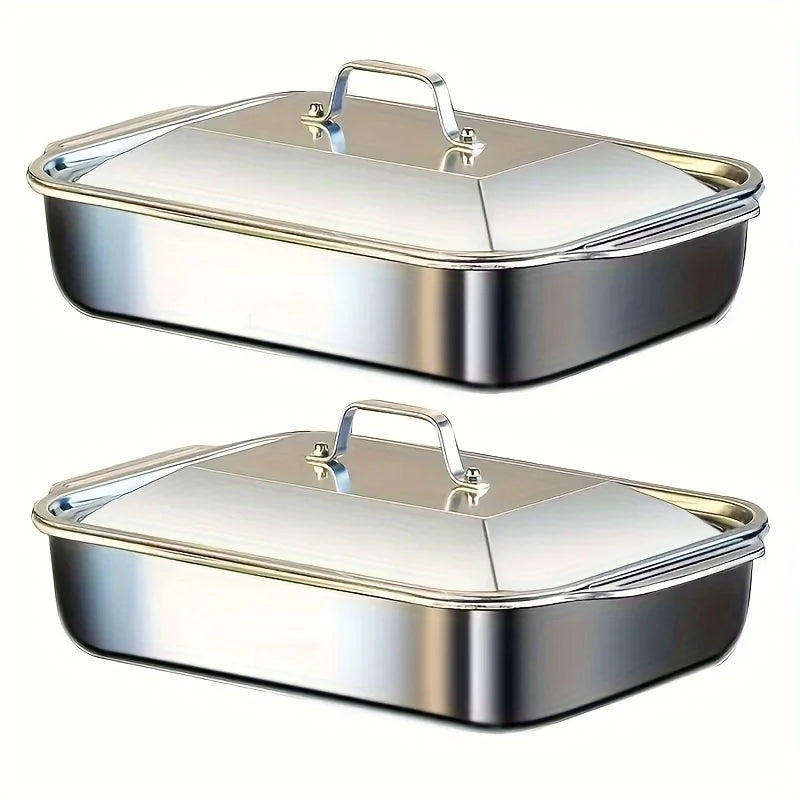 Extra Large Stainless Steel Non-Stick Baking Tray with Lid