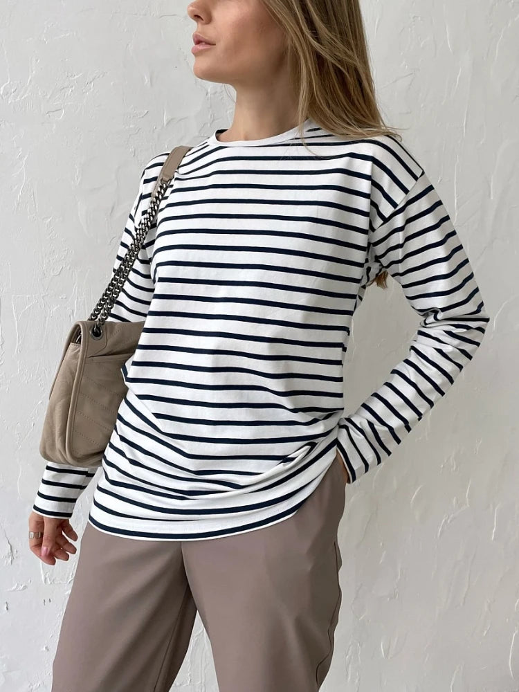 Bornladies Summer Long Sleeve Striped T Shirts for Women