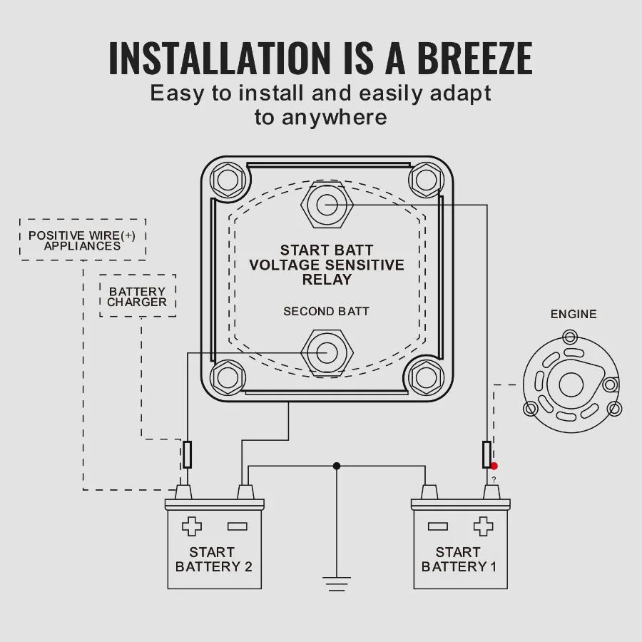 Smart Dual Battery Isolator Kit with LCD Display and Relay