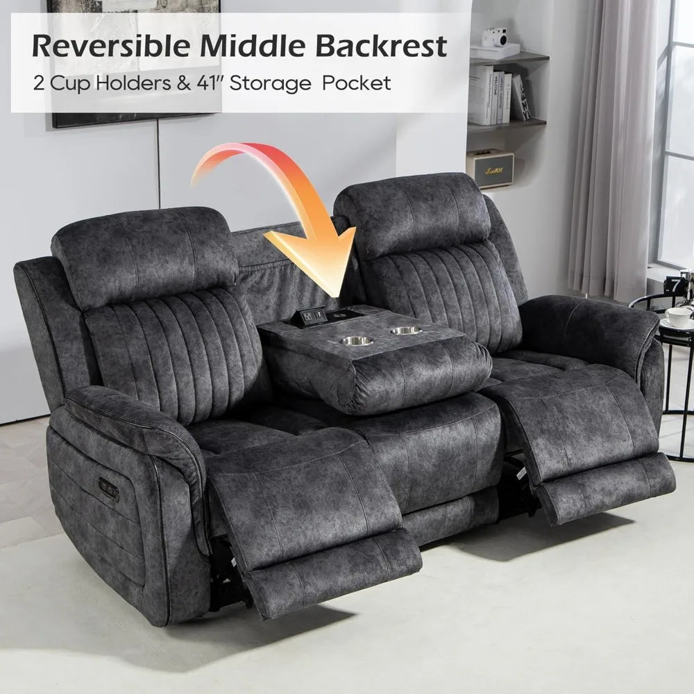 HUANZHUANG Zero Gravity Power Reclining Sofa USB Ports