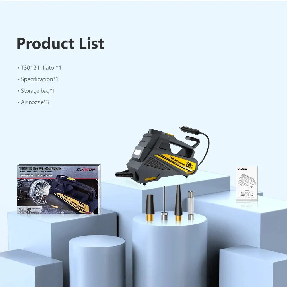 CARSUN 12V Car Air Compressor Inflator Upgraded 150 PSI