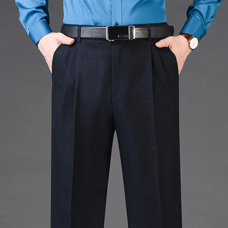 High Waist Wool Cashmere Dress Pants for Men