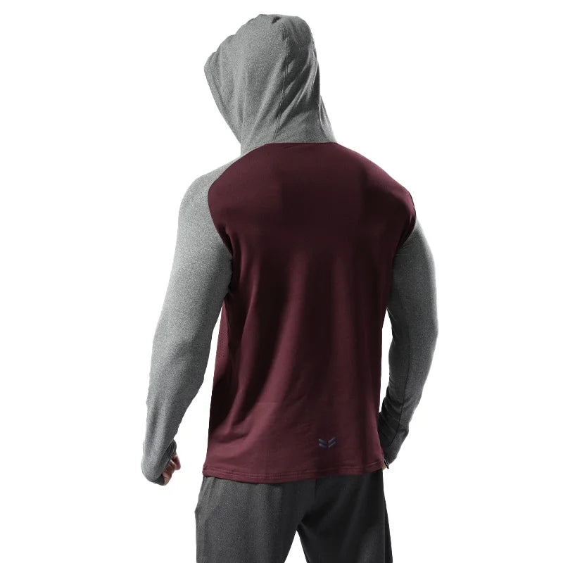 WIROFKERCN Men Long Sleeve Sports Hoodie Training Jacket