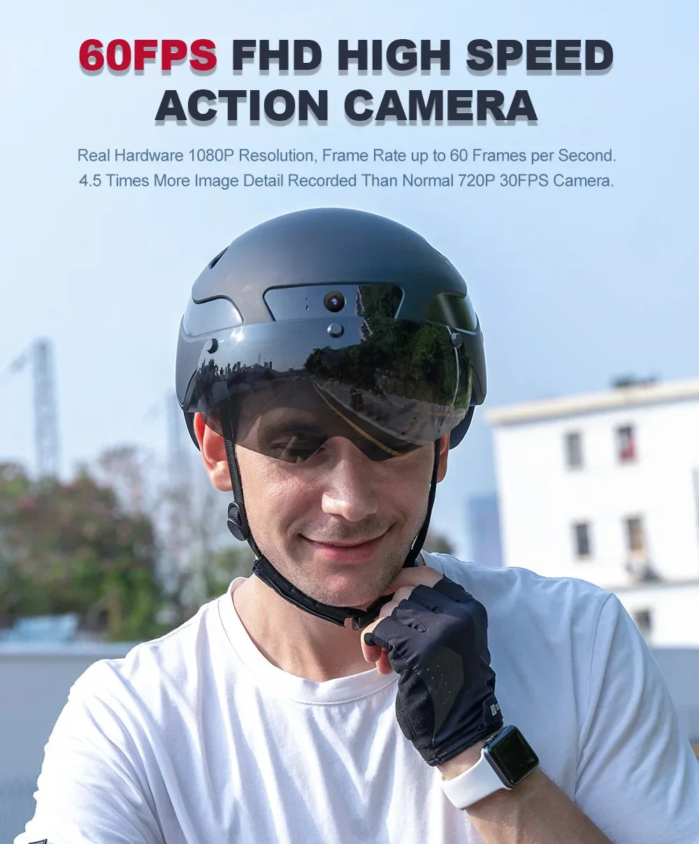 Smart Bike Helmet With Camera Bluetooth Calling And Taillight