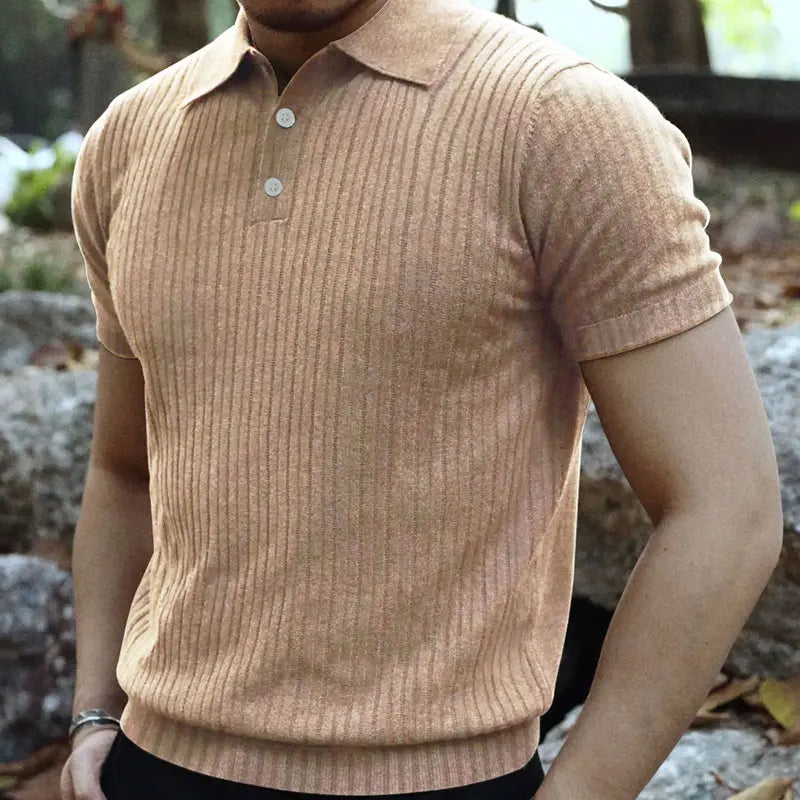 Men's Casual Knit Polo Shirt for Summer Style