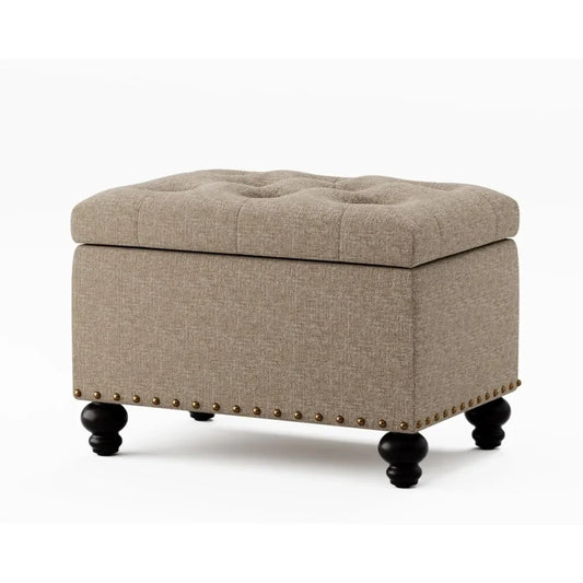HUANZHUANG Upholstered Storage Ottoman With Button Tufting