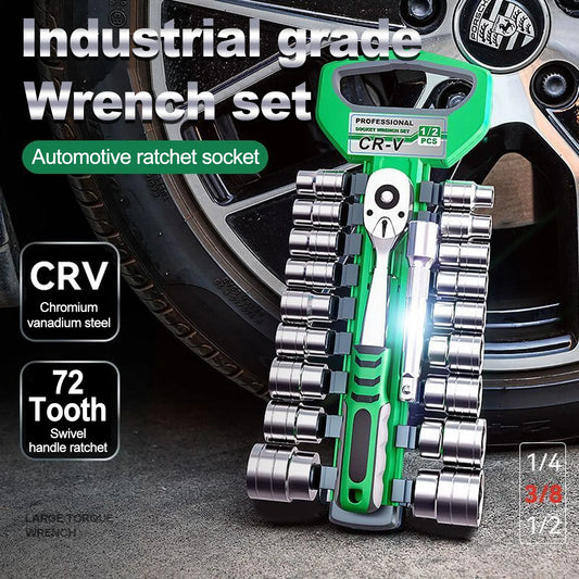 Ratchet Socket Wrench Set With Quick Release Reversible Handle