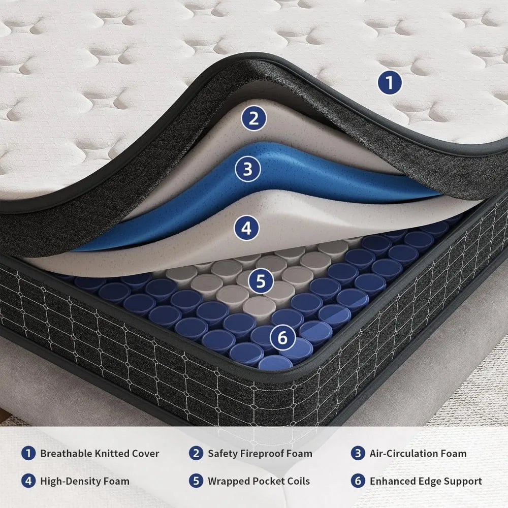 ANGDUO Hybrid Mattress With Pocketed Coils CertiPUR US
