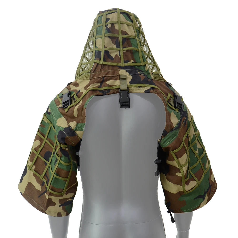 ROCOTACTICAL Ghillie Suit Viper Hood With 3D Leafy Stripes