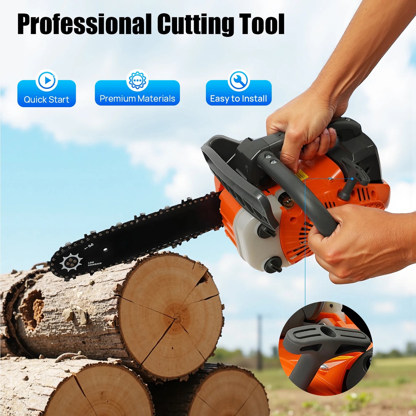 Bymaocar 900W Gasoline Chainsaw Aluminum Alloy Professional Logging Tool