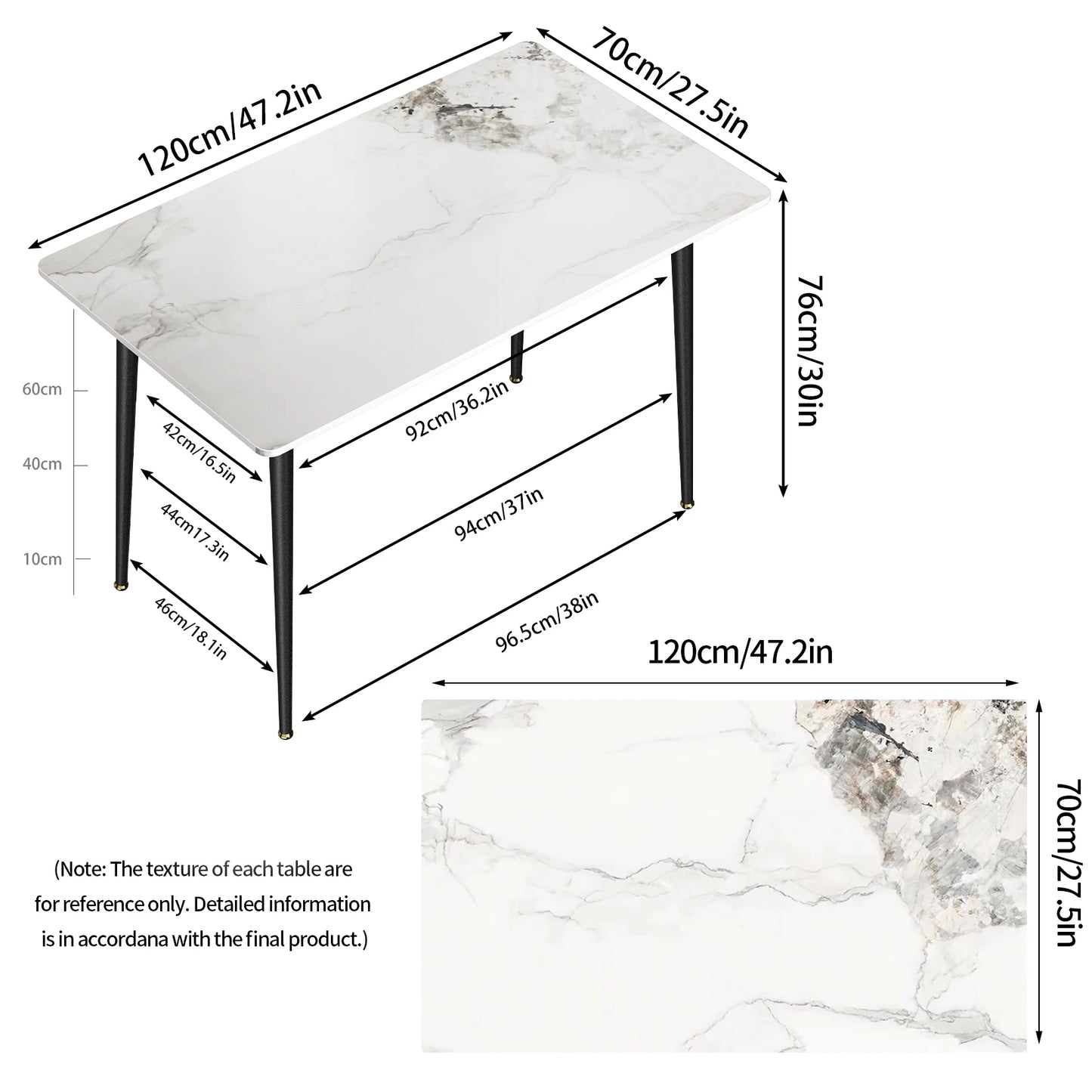 Modern Marble Dining Table with Metal Frame for Stylish Dining