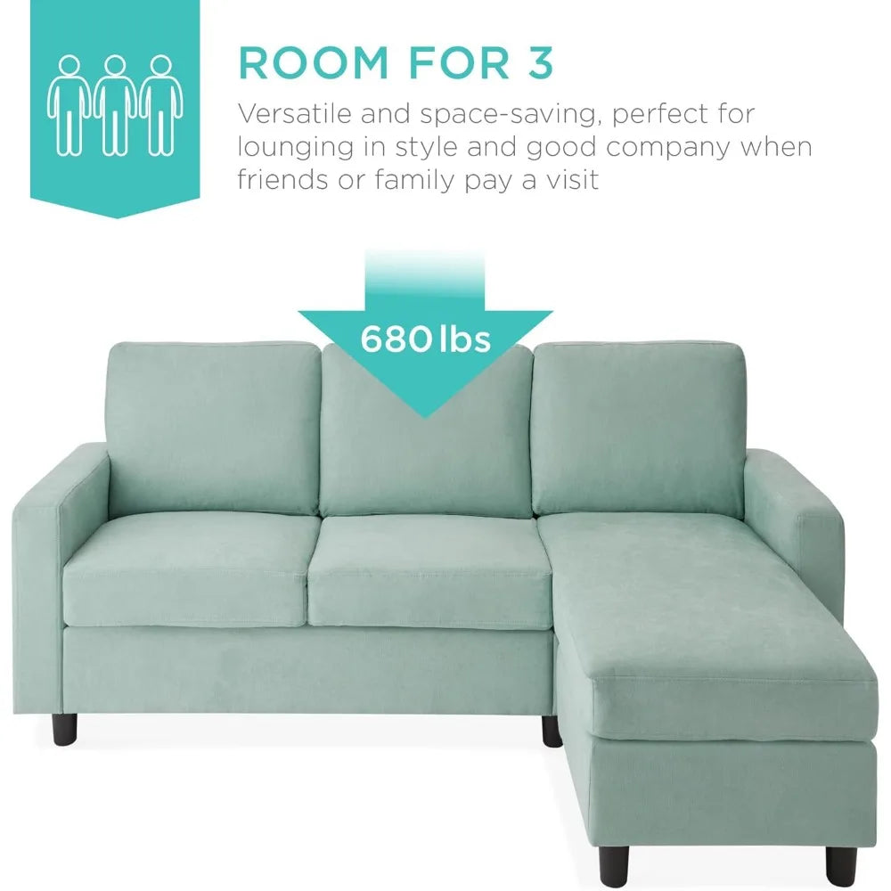 Modern Upholstered L-Shape Sectional Sofa with Chaise Lounge