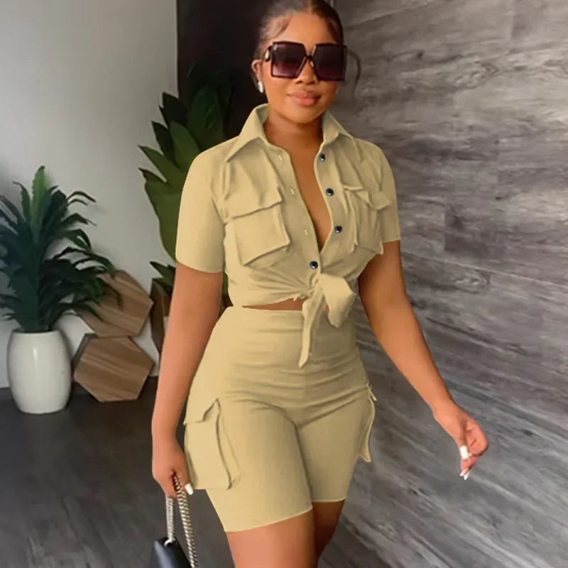Stylish Summer Two Piece Set for Women with Pockets