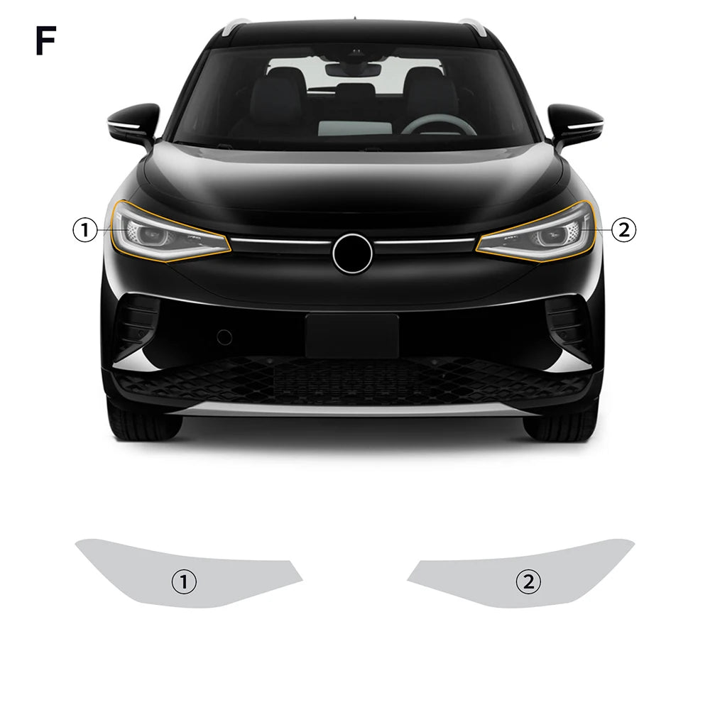 KUNGKIC Precut Paint Protection Film 8.5mil TPU for Volkswagen ID.4 2021 to 2024 Clear Bra Transparent Headlight Film
