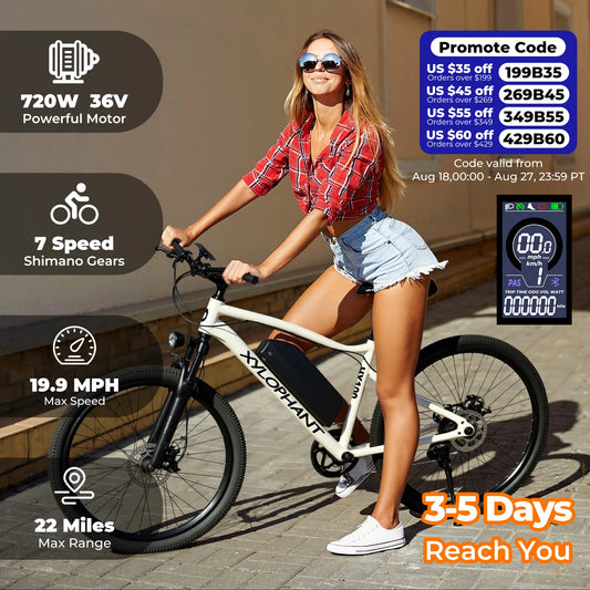 LELEKUAIF Mountain Electric Bike 350W Brushless Motor 360Wh