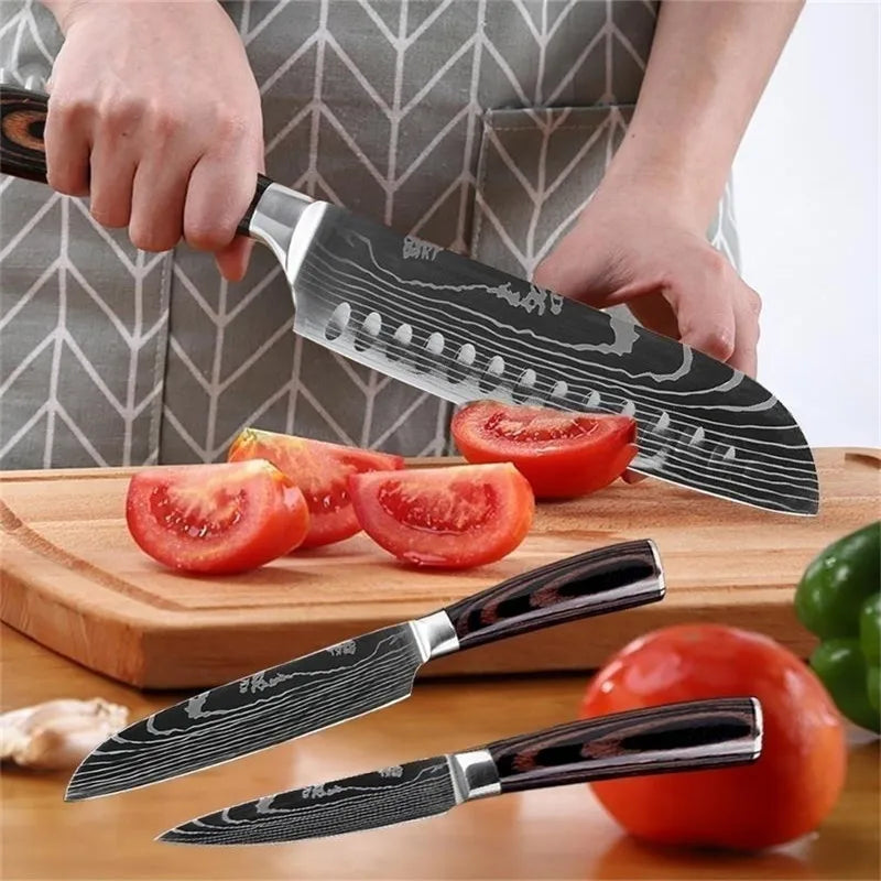 Damascus Style Chef Knife for Precision Slicing and Utility