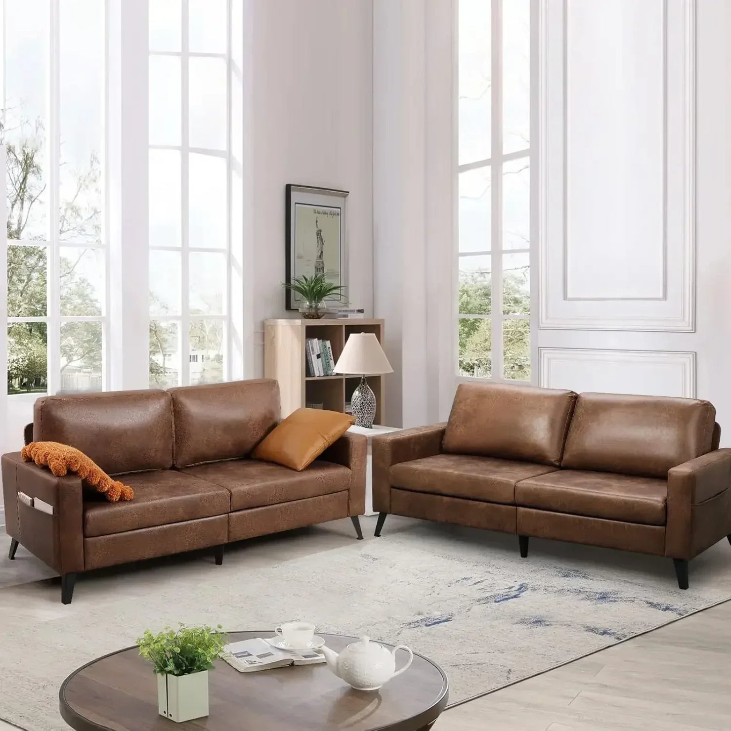 Modern Faux Leather Loveseat for Cozy Living Room Style