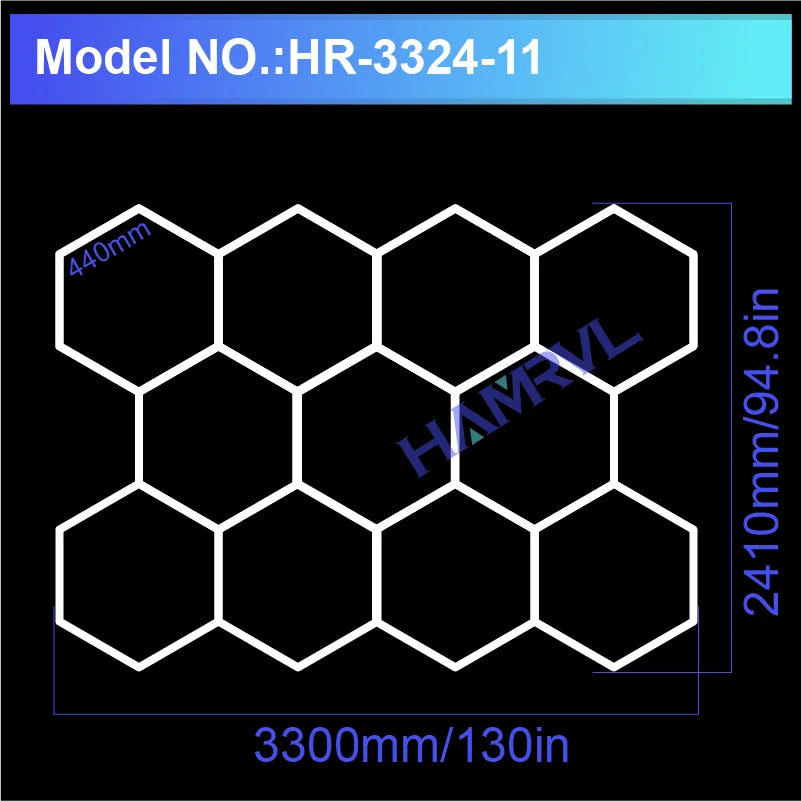 Garage Lights Hexagon Lamp 110-240V LED Tube Honeycomb Ceiling Lighting for Workshop Car Showroom Auto Body Repair Gym