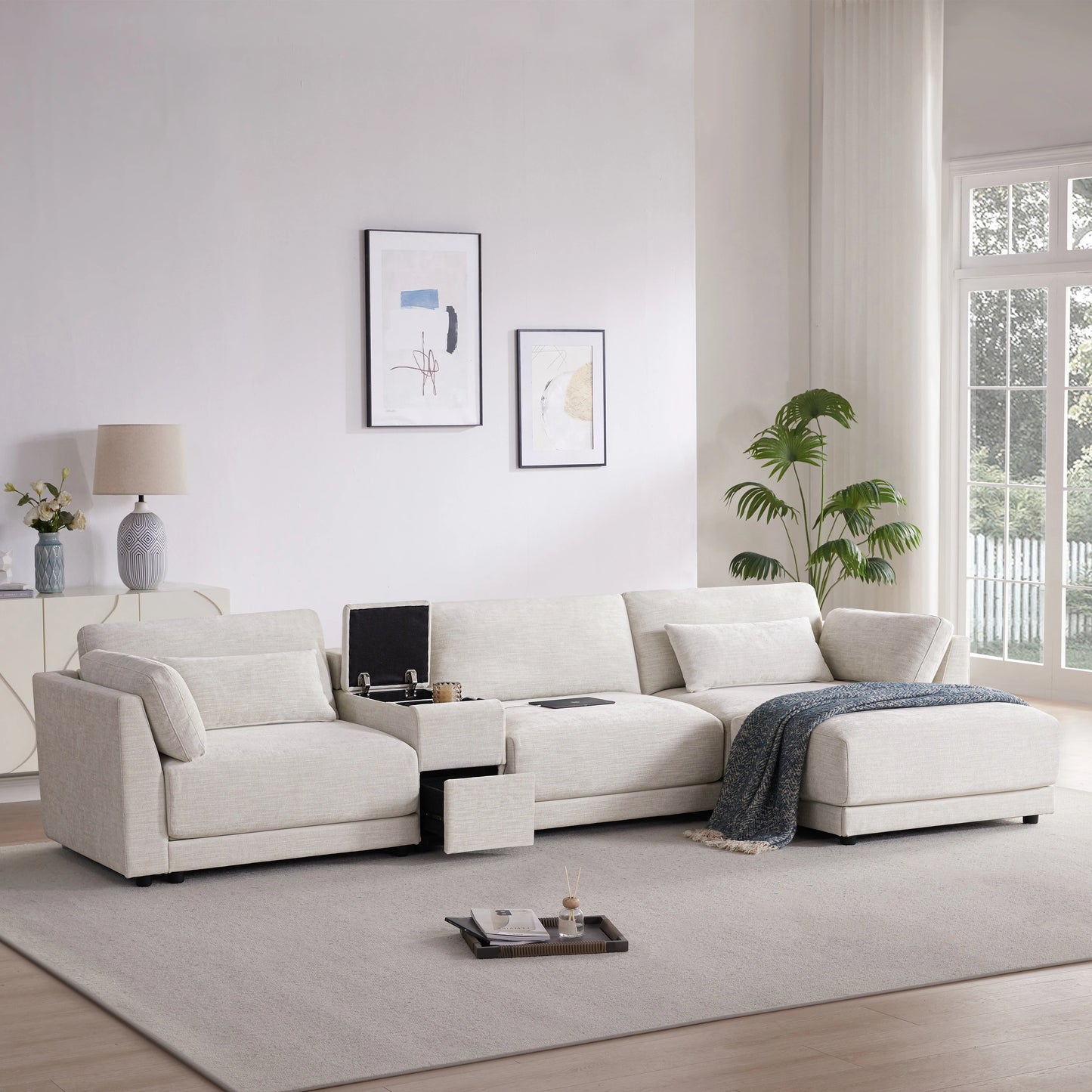Wavesloop Modular Sectional Sofa With Storage Ottoman