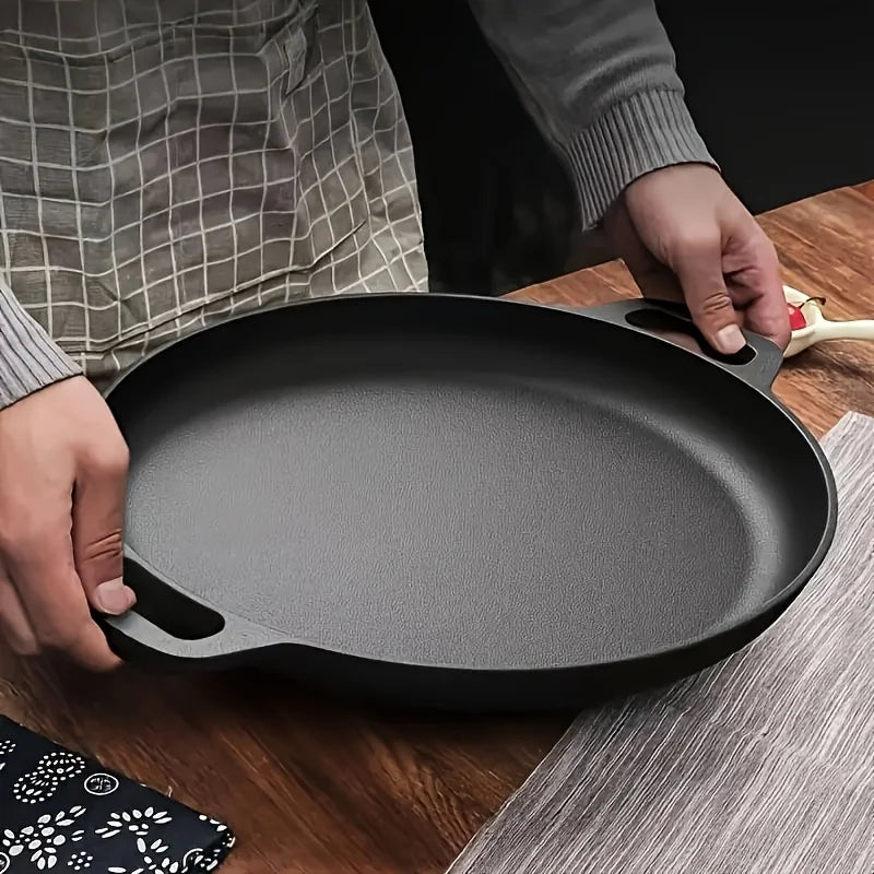 Cast Iron Non-Stick Griddle Pan for Pizza and BBQ Cooking