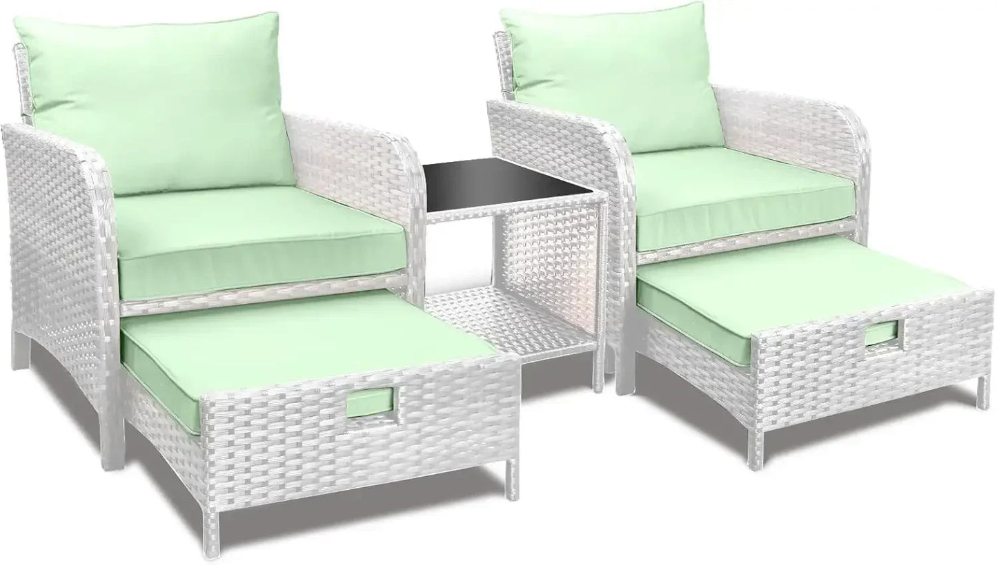 General 5 Piece Patio Conversation Set PE Wicker Furniture