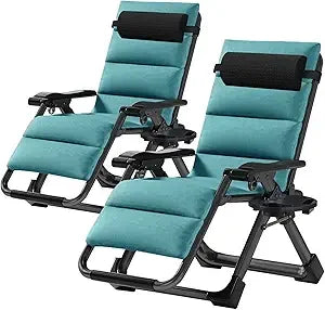 Zero Gravity Outdoor Lounge Chair Pair With Cushions