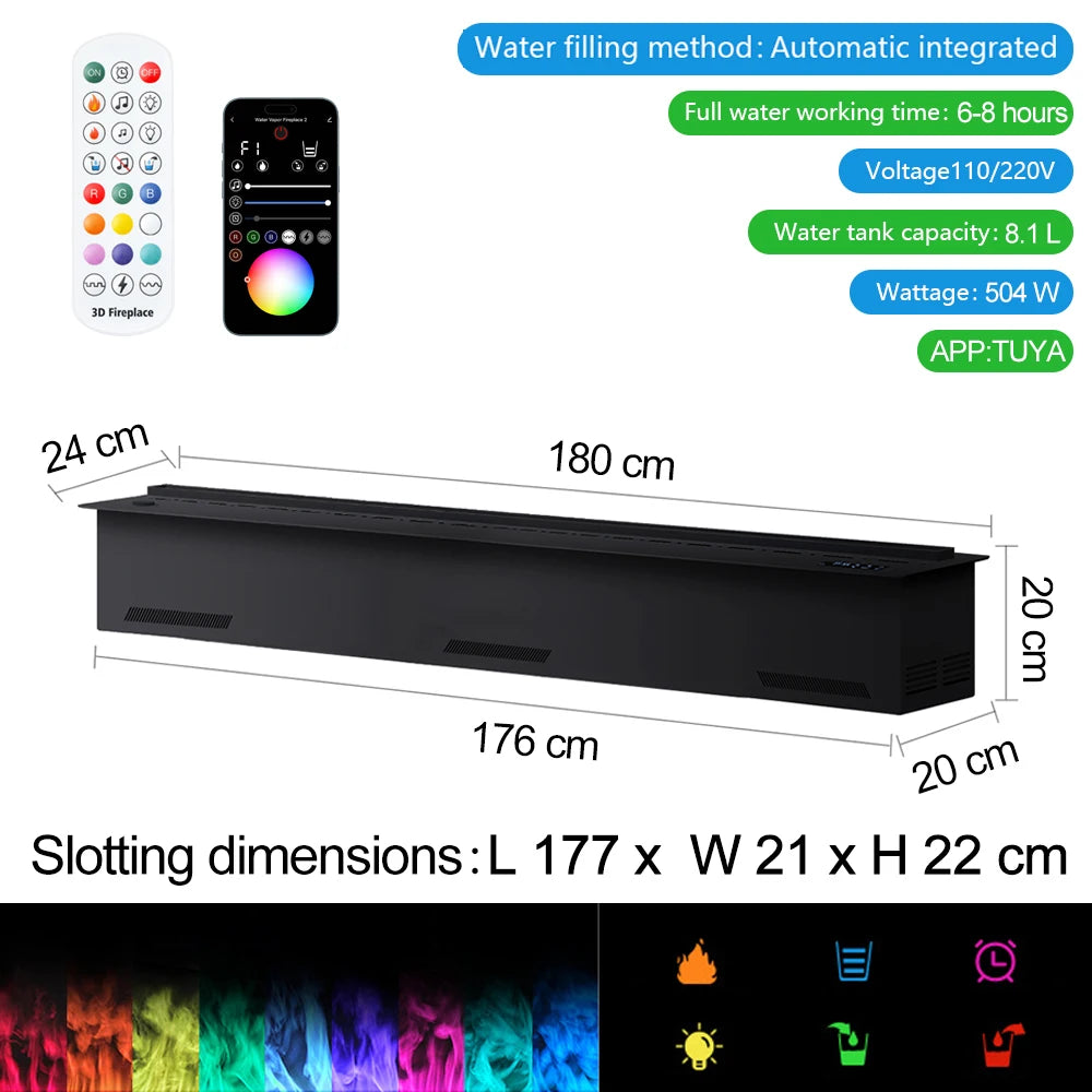 AFLYEVER Smart Atomization Fireplace With 3D Flame And Remote