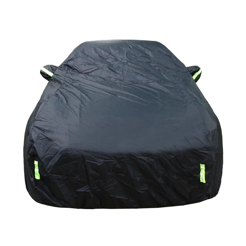 Universal Black Car Cover with Reflective Strips for All Vehicles