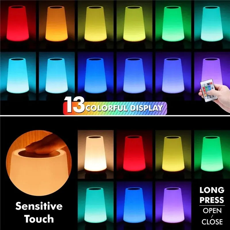 Color Changing Remote Control Night Light for Bedside Use with 13 Colors and 5 Brightness Levels