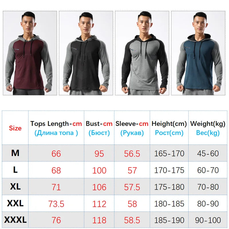 WIROFKERCN Men Long Sleeve Sports Hoodie Training Jacket