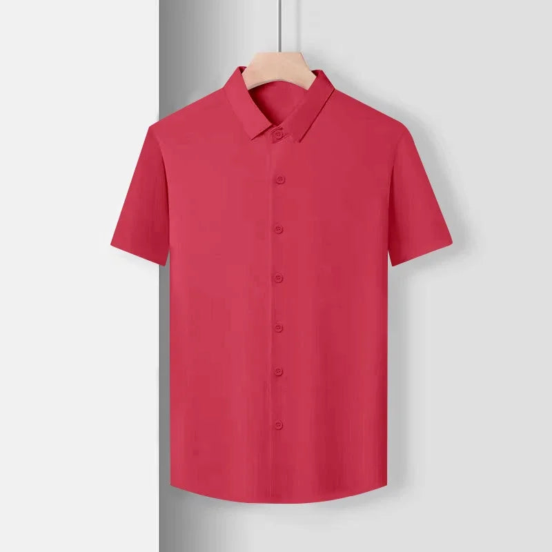 Men's Business Casual Short Sleeve Solid Color Shirt